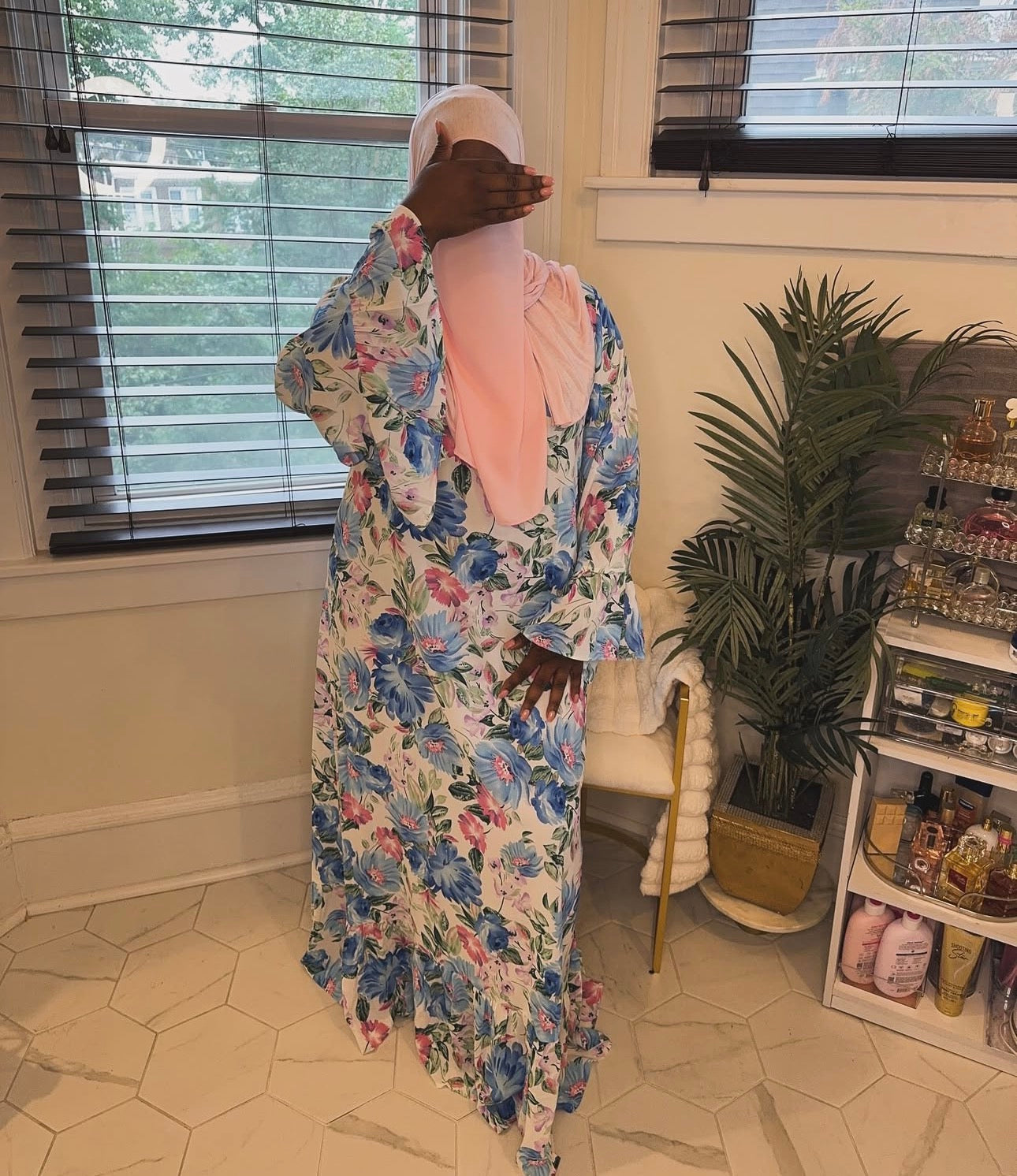 Printed Abaya (blue)