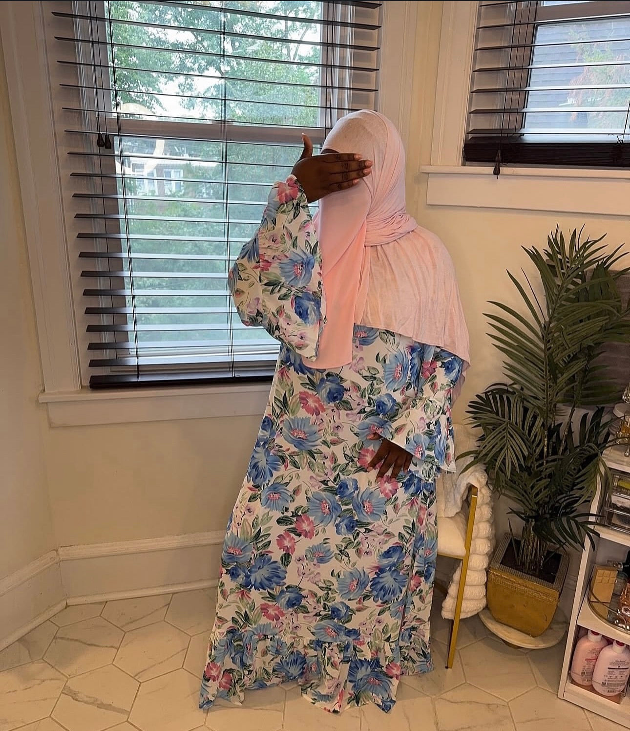 Printed Abaya (blue)