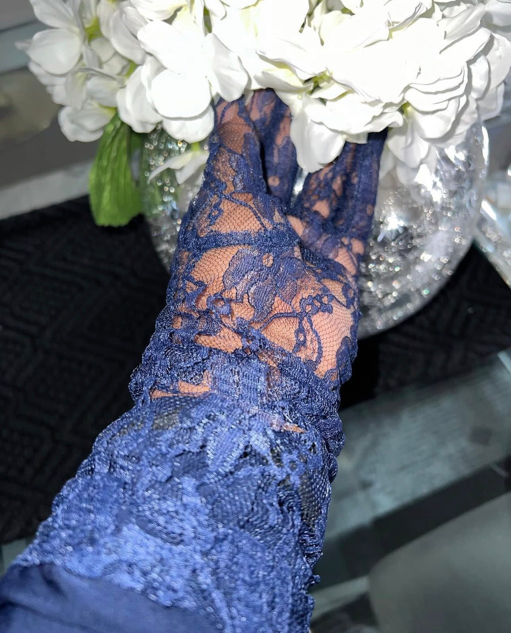 Lace gloves (Navy)