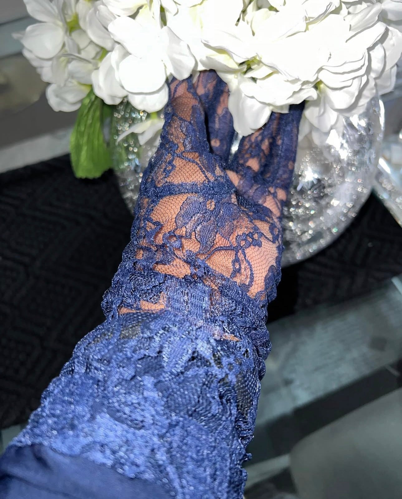 Lace gloves (Navy)