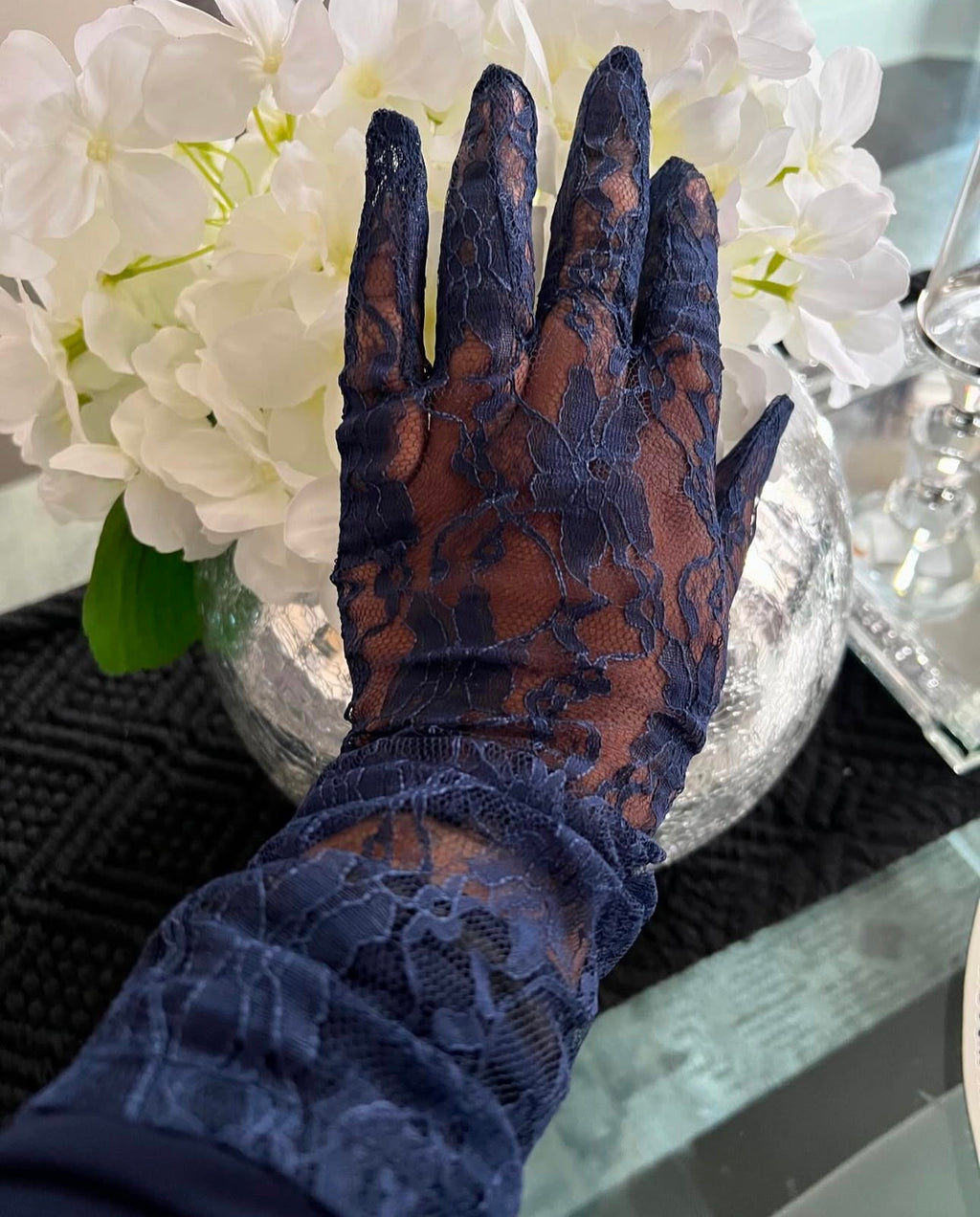 Lace gloves (Navy)